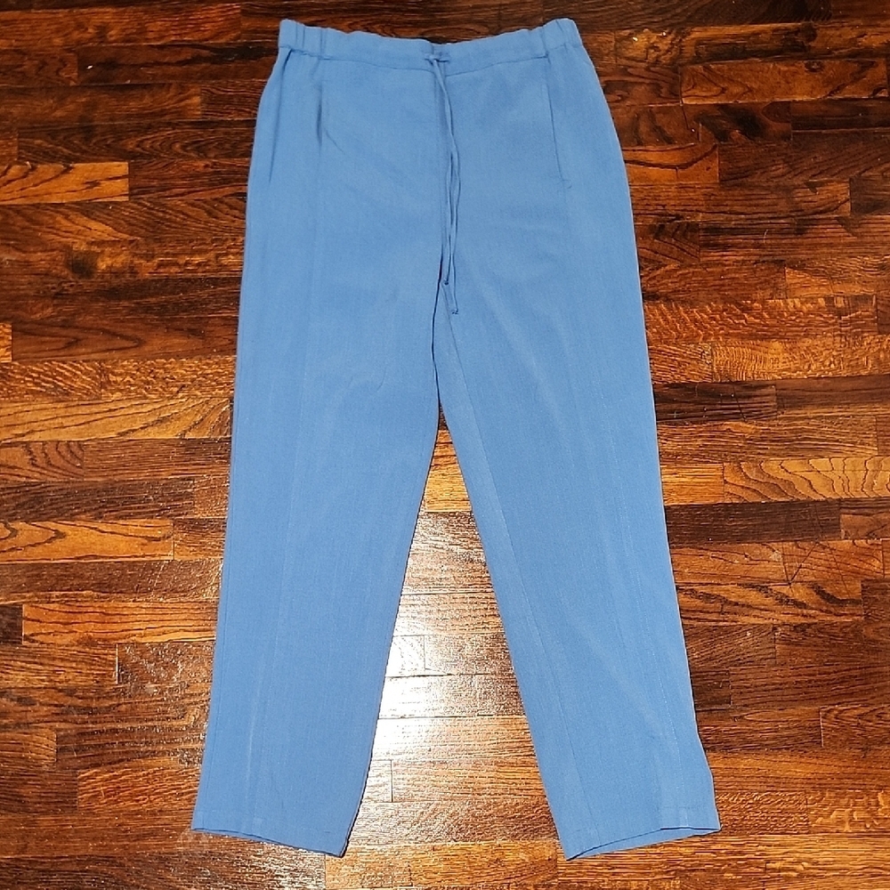 Drapers & Damons Sky Blue Tie and Elastic Waist Wide Leg Trousers